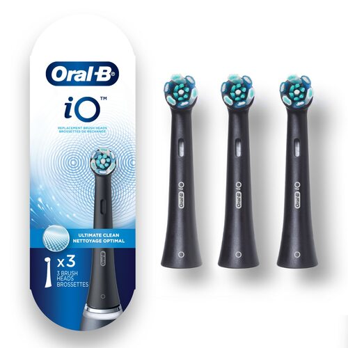 Oral-B iO Ultimate Clean Replacement Brush Heads, 3-Count, Black